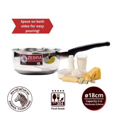 Zebra Sauce Pan 18 Cm (166308) / Panci Susu Stainless Steel 100% ORIGINAL multicolor