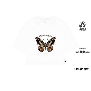 Aerostreet T Shirt Oversize Crop Top Papilio Putih Kaos GBDAA XL
