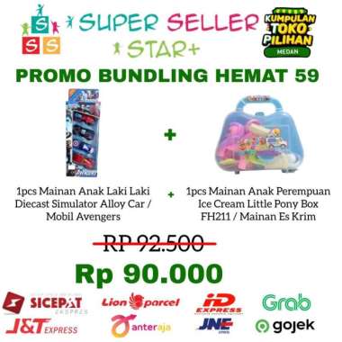 BUNDLING 59 Mainan Diecast Alloy Car 1x + Little Pony Box FH211 1x