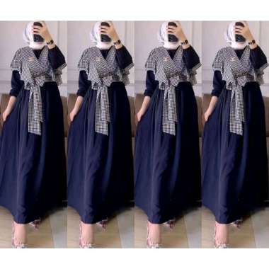 Maxy Dress Gamis Muslim 2in1 Regina Katun Kotak Mix Shakila gaun muslim dress muslim gamis outer gam