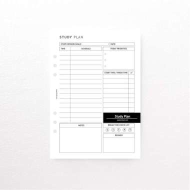 Paperie Lab - Kertas Isi Binder A5 6 Lubang Binder Inserts Study Plan