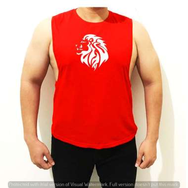 Singlet Lowcut Gym Leon sport Pakaian Musclefit M