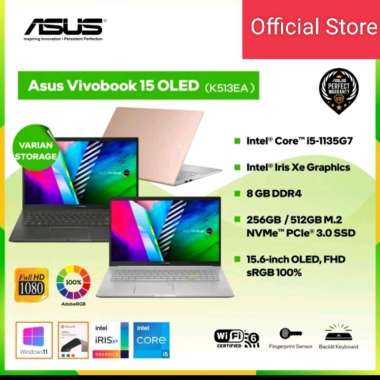 ASUS NOTEBOOK K513EA-OLED i5 1135G7/8GB/512GB/ WINDOWS + OHS-15.6FHD OLED 100%sRGB RESMI ORI OLED521