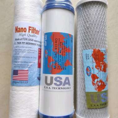 paket isi Filter RO 1,2,3 harga 3 pcs / Set 3pcs Saringan Filter Air RO