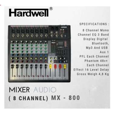 Mixer Audio Hardwell MX-800/ MX 800 / MX800 8 Channel