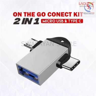 LAOLEXS OTG 2in1 OTG-01 CONVERTER USB 3.0 TO MICRO AND TYPE-C LOG-ON SILVER