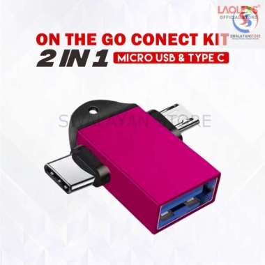LAOLEXS OTG 2in1 OTG-01 CONVERTER USB 3.0 TO MICRO AND TYPE-C LOG-ON PINK