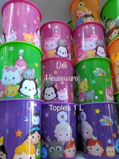 Toples Kerupuk Bulat / Stoples Kue Motif Plastik 2,5 Liter