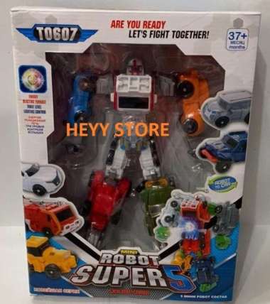 MAINAN ANAK LAKI LAKI ROBOT SUPER 5 MAINAN ROBOT BERUBAH JADI MOBIL