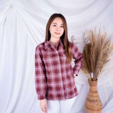 OVERSIZE KEMEJA OSLIN | Kemeja Oversize Wanita - Kemeja Korea - Kemeja L Maroon