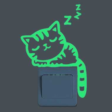 Stiker Dinding Saklar Lampu Glow In The Dark Switch Sticker Sleeping Cat 2