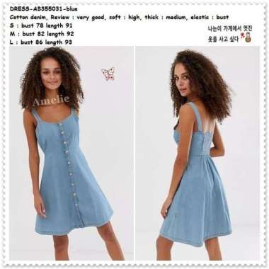 AB355031 Casual Tank Top Mini Dress Kemeja Denim Wanita Korea Import