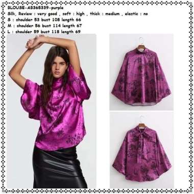 AB365339 Atasan Batwing Blouse Wanita Korea Import Purple Ungu Jumbo