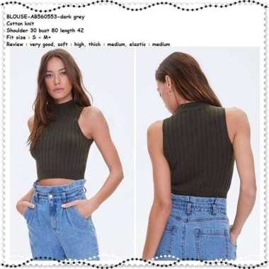 AB560553 Baju Atasan Muscle Crop Tank Top Rajut Wanita Korea Import