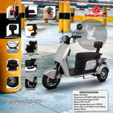 Motor Listrik Roda Tiga Pacific Spazio 48v / 20 Ah