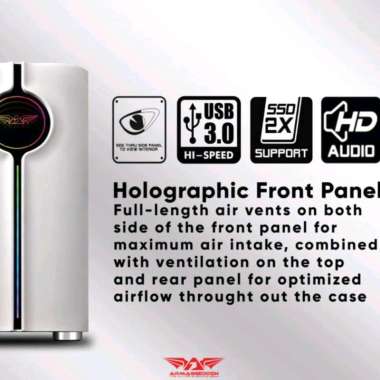 CASING PC GAMING ARMAGEDDON TRON HOLO 3 MICRO ATX RGB WHITE