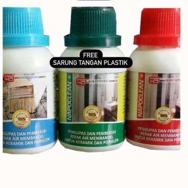 NAPOCLEAN PEMBERSIH KERAMIK UKURAN MINI 100ml READY MERAH, HIJAU, BIRU hijau