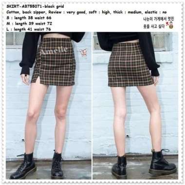 AB755071 Rok Span Rok Mini Skirt Kotak Tartan Wanita Korea Import