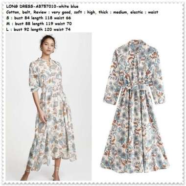 AB757010 Long Dress Midi Lengan Panjang Wanita Korea Import Tunik