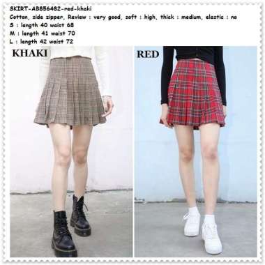 AB856482 Rok Mini Skirt Kotak Lipit Plisket Wanita Jepang Korea Import