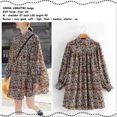 AB860782 Mini Dress Lengan Panjang Wanita Korea Import Tunik Jumbo