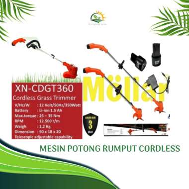 MESIN POTONG RUMPUT CORDLESS BATERAI XENON CDGT360 GRASS TRIMMER 12V