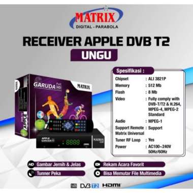 Grosir Receiver Tv Set Top Box Matrix Garuda Dvb T2 Digital Apple Gara Multicolor