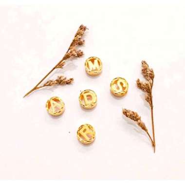 Terlaris Liontin Bulat Inisial Minimalis Emas Asli kadar 875 B 0,53gr