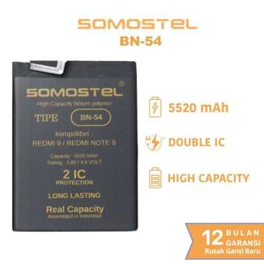 Somostel - Baterai BN54 Redmi Note 9 / Redmi 9