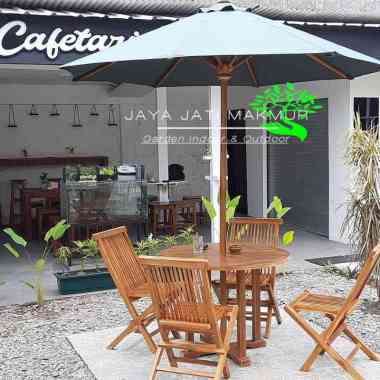 Meja Payung Cafe Tenda Payung Kafe Taman Outdoor Set Santai Kayu Jati