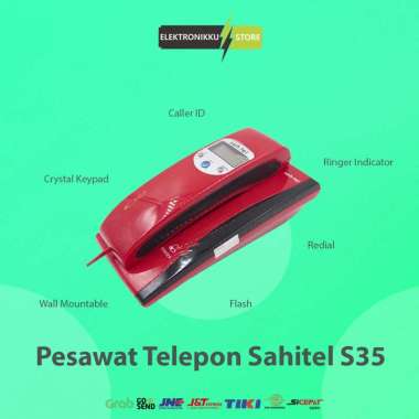 Telephone Kabel Sahitel S35 Pesawat Telepon Kabel Rumah Kantor Indihome - Merah