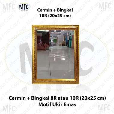 Bingkai + Kaca Cermin 10R (20x25) emas, silver, coklat Emas