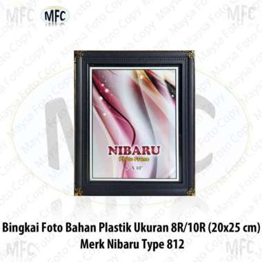 Bingkai Foto 8R atau 10R 20x25 cm Nibaru Plastik Hitam corak emas Type 812