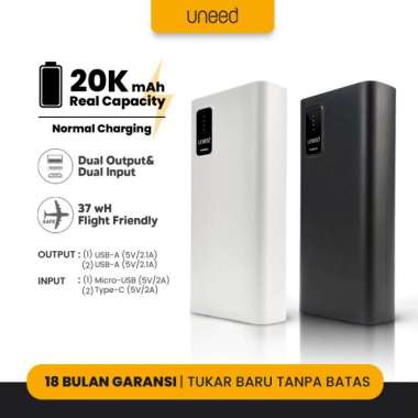 UNEED Powerbank Manabox 10000 20000 30000mAh Quick Charge 3.0 PD22.5w - Simple 10K mAh, Putih Simple