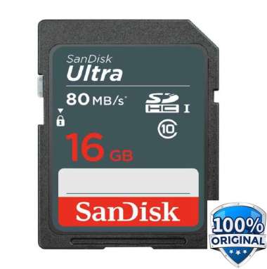 Sandisk Memori Kamera 16 Gb Ultra SD Card SDHC 80Mbps SDCARD Memory Camera 16Gb Abu-abu