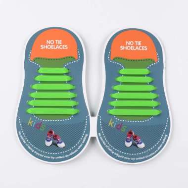 LAZY SHOELACE KID BASIC Tali Sepatu Silikon karet untuk ANAK-ANAK (12PCS/PACK) Semua Ukuran GREEN