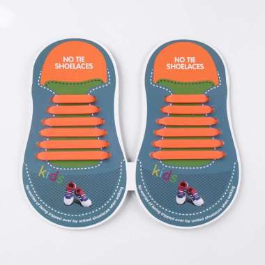 LAZY SHOELACE KID BASIC Tali Sepatu Silikon karet untuk ANAK-ANAK (12PCS/PACK) Semua Ukuran ORANGE