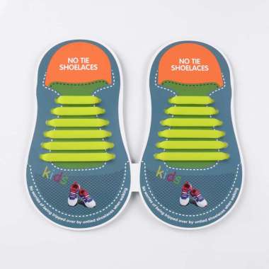 LAZY SHOELACE KID BASIC Tali Sepatu Silikon karet untuk ANAK-ANAK (12PCS/PACK) Semua Ukuran YELLOW