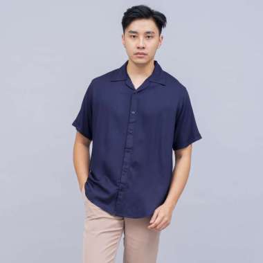 Houseofcuff Kemeja Bowling Lengan Pendek Rayon Shirt Navy M