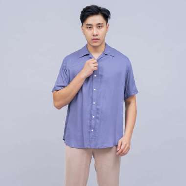 Houseofcuff Kemeja Bowling Lengan Pendek Rayon Shirt Biru M