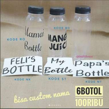 Paket 6 Toples Juice PET Sticker Custom Isi Nama Bumbu Dapur Plastik Font BD