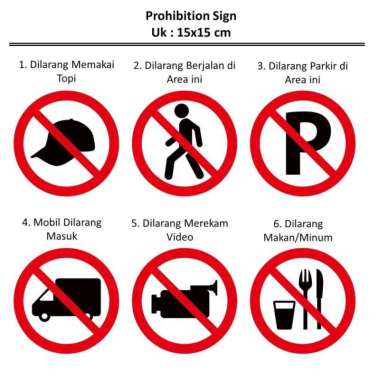 Stiker Dilarang Prohibition Sign Tanda Logo EHS Kantor Makan Parkir