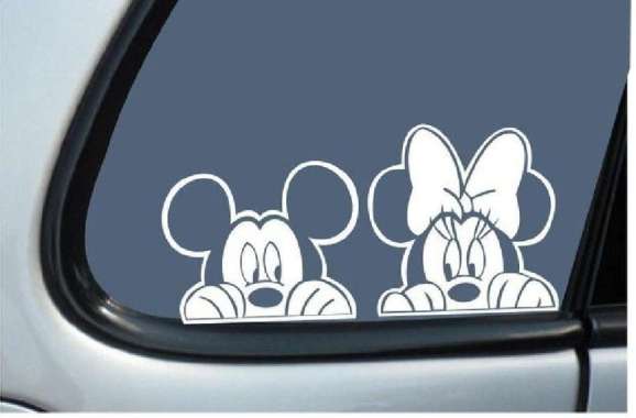 Stiker Mobil Mickey Minnie Tempel di Kaca Belakang Car Decal Sticker