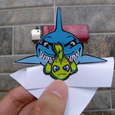 Stiker Vinyl Shark Hiu Rossi Moto GP Fans Motor HP Sepeda Laptop Print