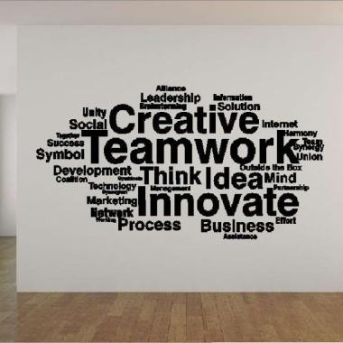 Wall Stiker Creative Teamwork Hiasan Dinding Cutting Sticker Kantor Merah