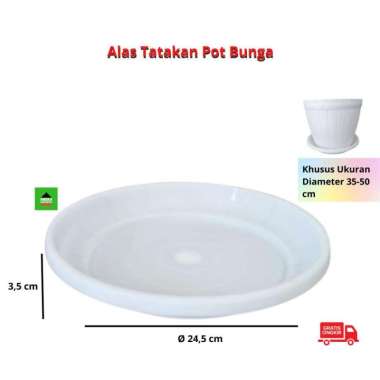 Alas Tatakan Pot Bunga Coklat Merah bata Uk Besar Putih 24.5cm