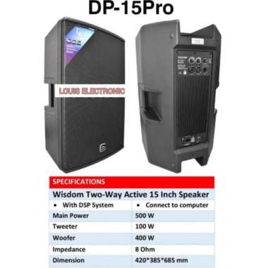 Speaker Aktif WISDOM DP 15 PRO DP15PRO DP-15PRO 15 Inch ( 2 Pcs ) ORI