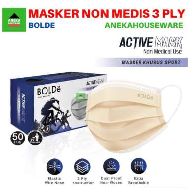 Anekahouseware BOLDe Active Mask / Masker 3Ply 50 Pcs Beige