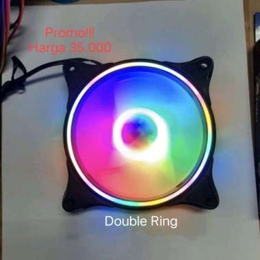 Promo Fan Case Led RGB Rainbow Double Ring Color Lampu Led 12Cm