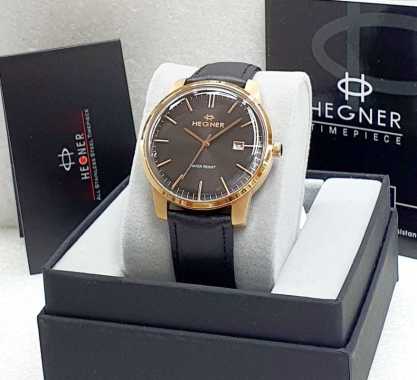 Jam Tangan Hegner Pria ORIGNAL Tanggal Aktif Strap Kulit Free Box dan Garansi H21383 HItam 2